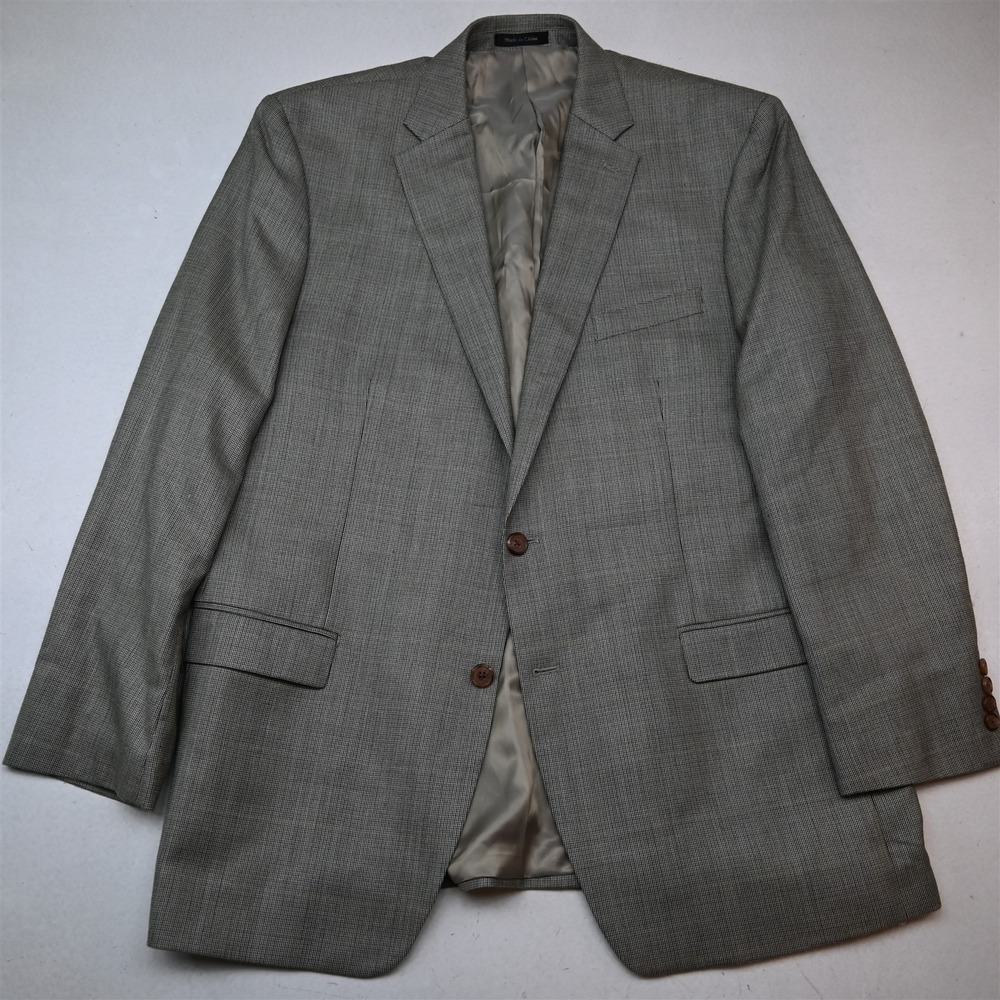 Lauren Ralph Lauren 46L Beige Tan Nailshead Silk Wool Blazer Jacket Sport Coat